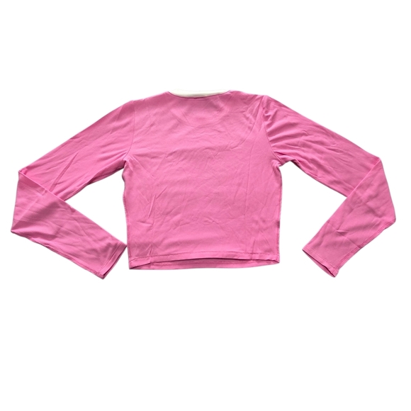 SKIMS Soft Lounge Ringer Long Sleeve Crop Top Shirt Blush Multi Pink Xlarge NWT - Picture 2 of 3